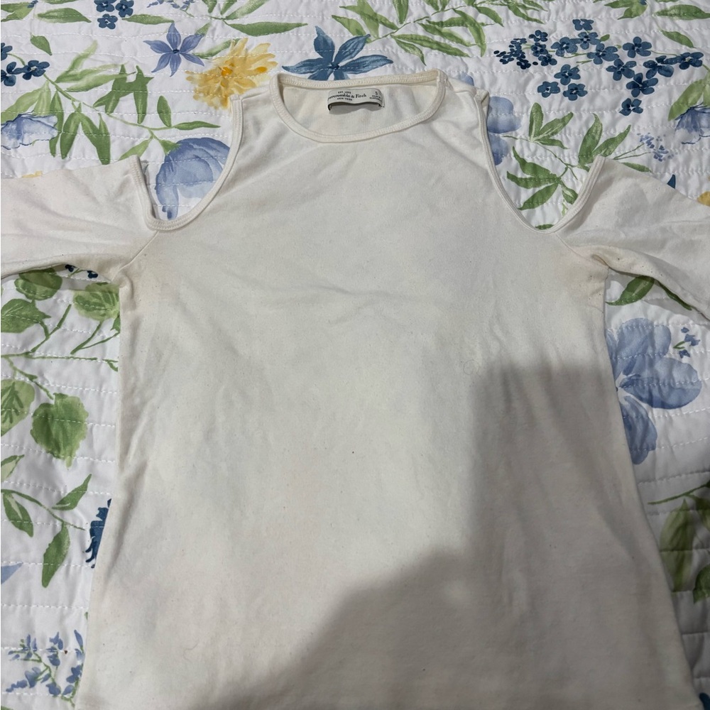 Abercrombie & Fitch White Cold Shoulder Tank Top